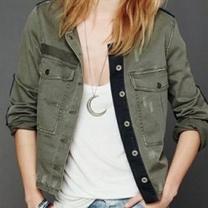 Free People Military Distressed Twill Jacket